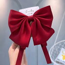 ヘアアクセサリー リボン 子供 キッズ 女の子 髪飾り プレゼント 大きめサイズ バレッタ 留め シンプル 発表会 おしゃれ 赤 黒 ピンク