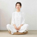 チャイナ風 レディース 夏 仏教 座禅 瞑想 修行 茶道 服 薄手 軽量 綿 トップス 大きいサイズ スタンドカラー ゆったり リラックスウェア 白 ピンク