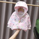 ウインドブレーカー キッズ 女の子 春秋 韓国 ベビー 幼児 アウター フード付き ジップアップ アウトドア レジャープリント かわいい ピンク 青 紫 ウサギ 虹