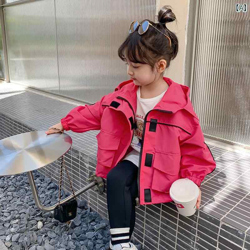 ウインドブレーカー キッズ 女の子 韓国 春秋 子供 幼児 アウター ジャケット フー...