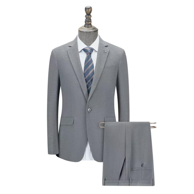 Trousers, Bottoms - スーツ メンズ セットアップ 紳士服 ビジネス フォーマル 結婚式 スリム 高級感 グレー ウール調 レーヨン 柔らかい ストレッチ素材 シングル テーラード ノッチドラペル ジャケット パンツ オールシーズン 上下組