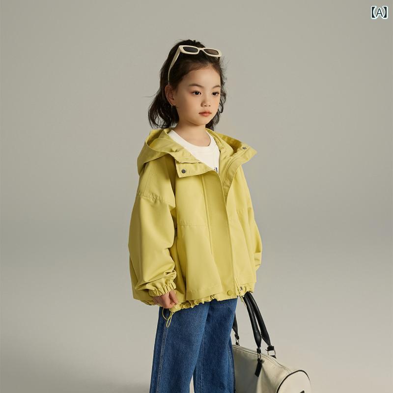 ウインドブレーカー キッズ 女の子 春 カジュアル フード 防風 ジャケット ジップ...