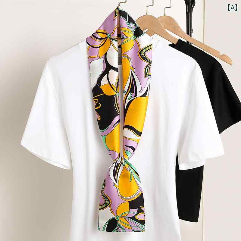 スカーフ 長細い レディース ロング 春夏 秋冬 韓国 長方形 シャツ バッグ ベルト アクセサリー リボン 薄い おしゃれ エレガント ピンク 赤 黄