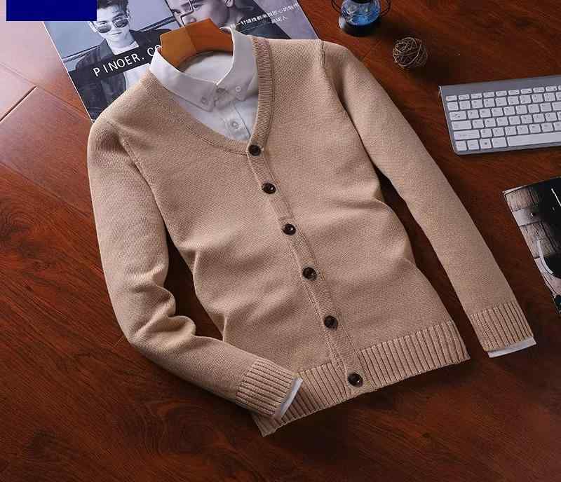 カーディガン メンズ 薄手 ニット 羽織り 長袖 韓国 綿 秋 Vネック 前開き ボタン ビジネス カジュアル シンプル 無地 黒 赤 カーキ