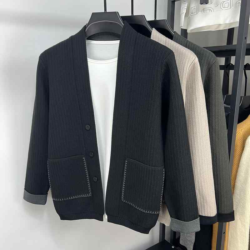 カーディガン メンズ 薄手 ニット 羽織り 長袖 Vネック 前開き ボタン 春秋 ポケット ジャケット おしゃれ カジュ…