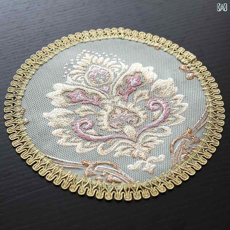 テーブルセンター コースター ラウンド 断熱 滑り止め 洗える 家庭 インテリア ダイニング 装飾 クロス..