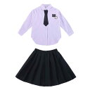 女の子 キッズ プリーツスカート 春 かわいい カジュアル シンプル 多用途 アウトドア 通学 セミショート丈 ストライプ シャツ 2点セット 紫 茶 黒