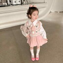 女の子 キッズ プリーツスカート 韓国 ボトムス 春秋 かわいい フォーマル 入園 入学式 シャツ ベスト 上下セット 無地 花 ウサギ 紫 ピンク