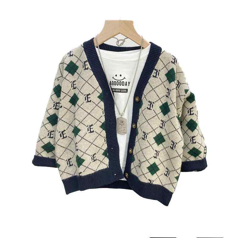 カーディガン 子供 女の子 男の子 おしゃれ 薄手 アーガイル柄 長袖 ニット 前開き 羽織り キッズ 上着