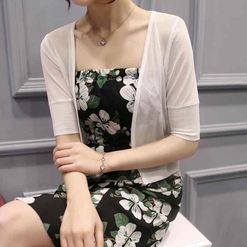 カーディガン レディース 春夏 羽織り 日焼け防止 薄手 オフィス ショッピング お出かけ シンプル おしゃれ 無地 半袖 ショート丈 大きいサイズ 白