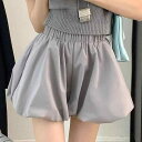 バルーン ショートパンツ レディース 夏 薄手 ハイウエスト スリム効果 ゆったり Aライン ワイド スカパン シンプル 無地 カジュアル 大きいサイズ お出か...