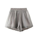 バルーン ショートパンツ レディース 夏 ふんわり シフォン ハイウエスト Aライン スカパン 脚長効果 ゆったり 軽量 薄手 通気性 おしゃれ 上品 お出かけ 黒 白 アプリコット