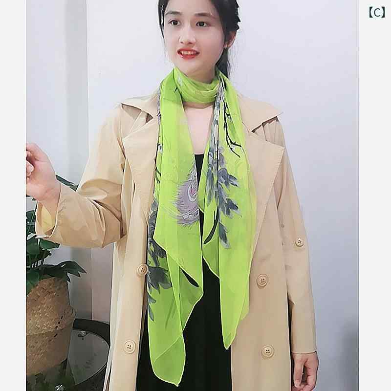 スカーフ 長方形 ロング レディース 春秋 ファッション 小物 アイテム プレゼント 韓国 冬 薄手 ガーゼ シフォン 花 ワンポイント