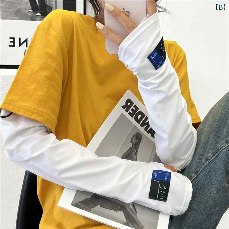 アームカバー 男女兼用 春夏 ポリエステル 涼しい 日焼け防止 ゆったり 調節可能 カジュアル シンプル 白 黒 ドライブ サイクリング 旅行