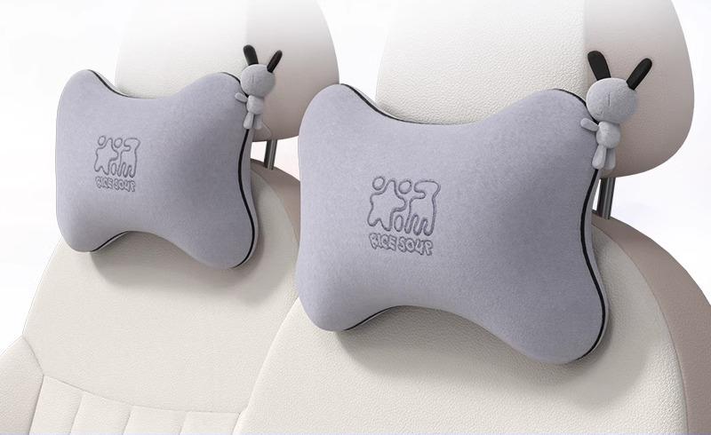 ネックピロー 車 ヘッドレスト クッション 頭 首 腰 枕 サポート 頸椎 保護 低反発 通気性 運転 ドライブ 旅行 カー用品 シンプル かわいい 黒 グレー 赤