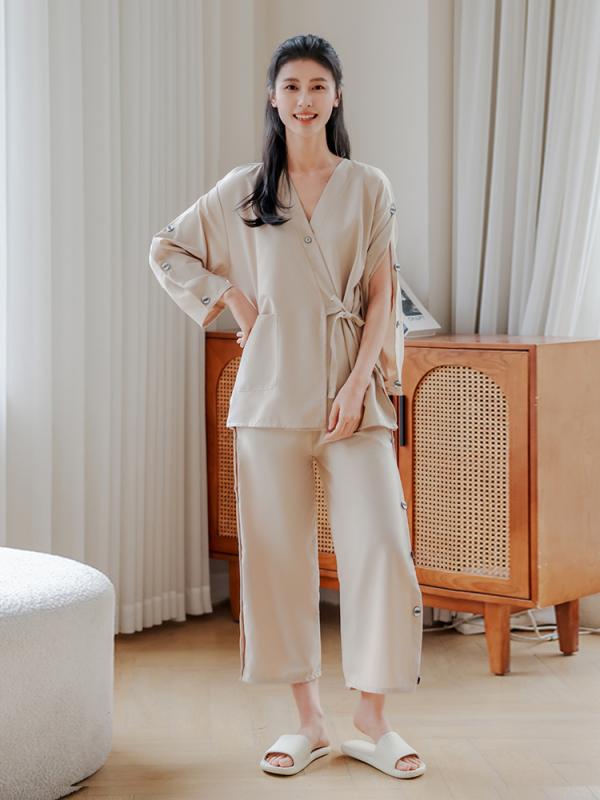 施術着 男女兼用 メンズ レディース 前後開閉 前開き 背中開き ボタン留め エステサロン マッサージ 美容院 整体院 スパ 鍼灸 抜罐 刮痧 綿 ポリエステル 再生繊維 ゆったり リラックス