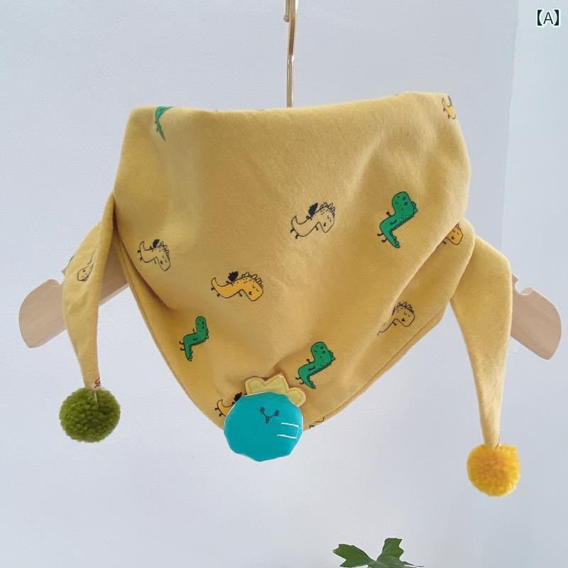 キッズ スカーフ ベビー 男の子 女の子 春秋冬 よだれかけ スタイ 三角形 ファーボール ぬいぐるみ お..