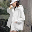 ウインドブレーカー レディース 春秋 かわいい カジュアル フード付き ジップアップ ラグランスリーブ ミドル丈 長袖 プリーツ ポケット 薄手 通気性 日焼け...