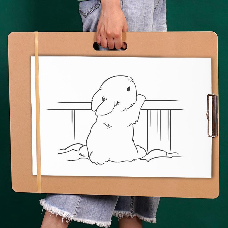 画板 A3 46×36cm 木製 縦 横 持ち手 クリップ ゴムバンド ポータブル 角丸 軽量 シンプル バインダー ..