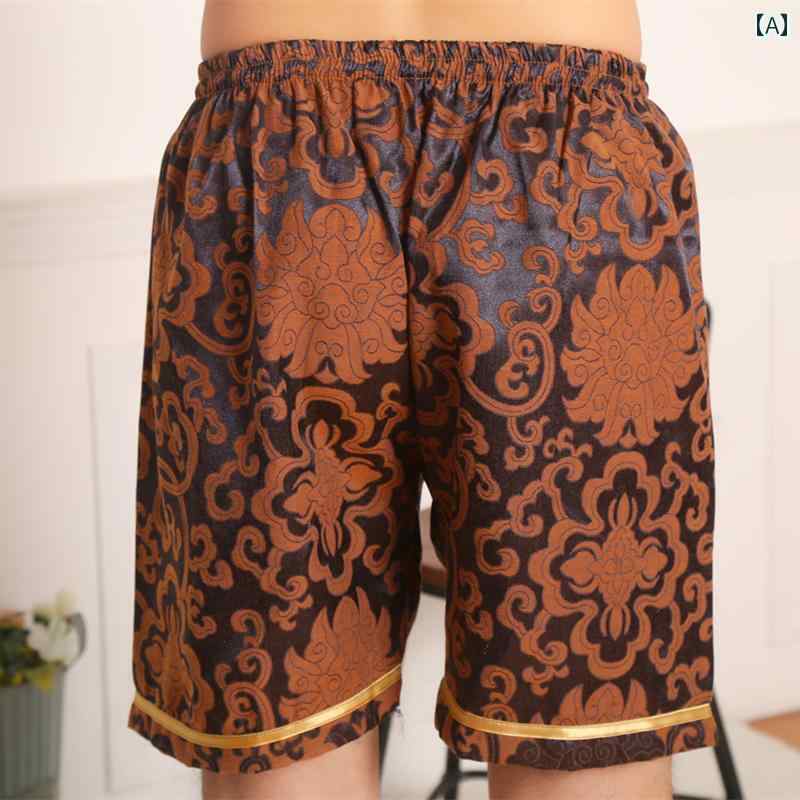 サウナパンツ メンズ マッサージ 入浴 大きいサイズ 総柄 温泉 ゆったり おしゃれ 半ズボン 快適 体型カバー 岩盤浴 スパ 茶 黄色 青