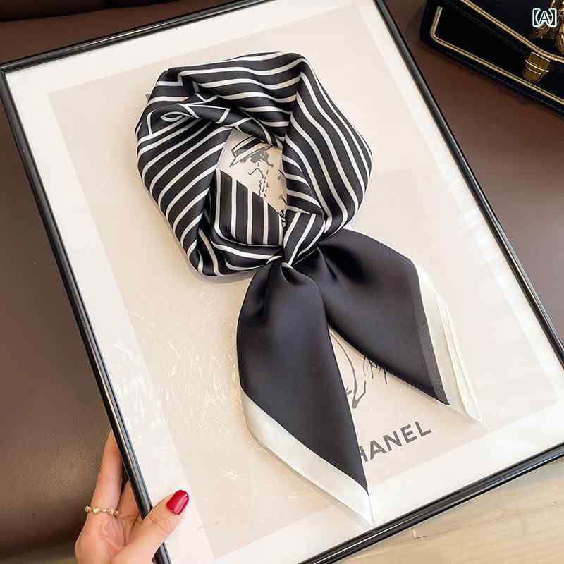 スカーフ 春 韓国 レディース ショール ストール ネッカチーフ 光沢 薄手 正方形 装飾 アクセサリー 多..