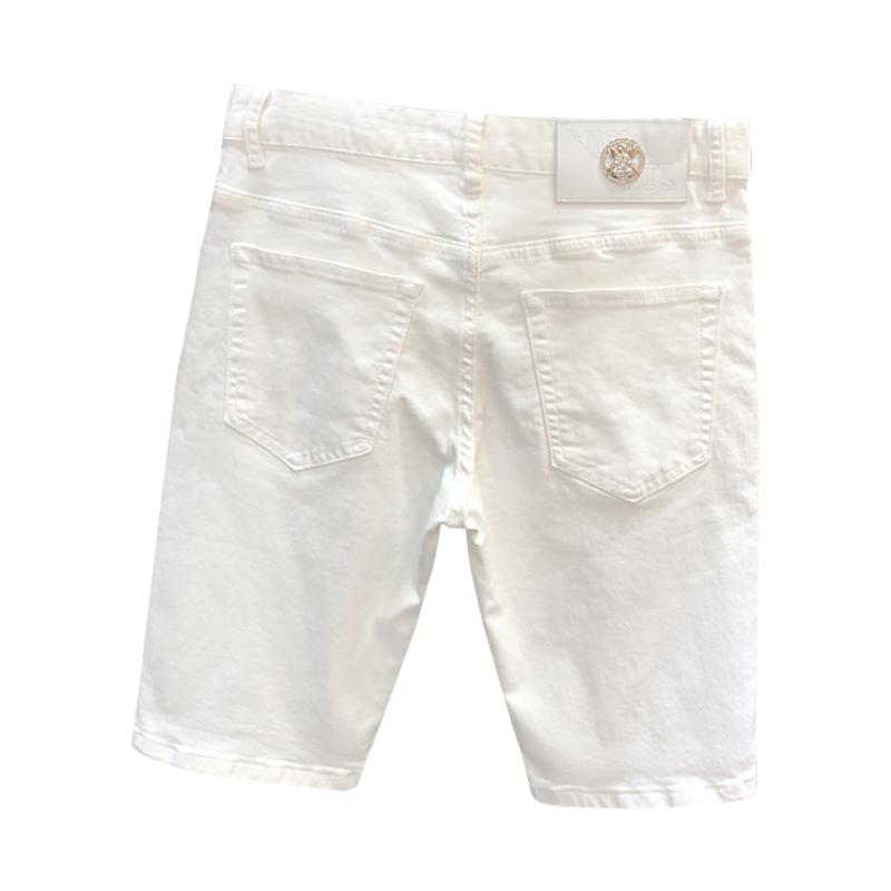 Cotton Pants - ハーフパンツ メンズ デニム 夏 ボトムス 半ズボン 五分丈 薄手 ゆったり シンプル ストリート カジュアル スタイリッシュ 黒 白