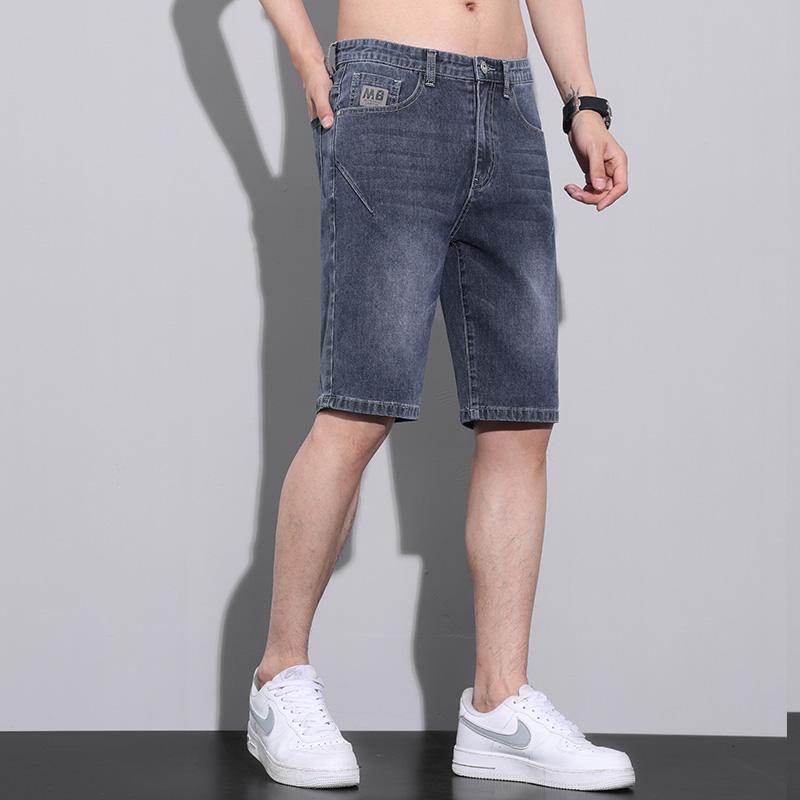 Denim - ハーフパンツ メンズ デニム 夏 薄手 五分丈 カジュアル ストレッチ ポケットストレート 大きいサイズ シンプル 無地 黒 青 グレー