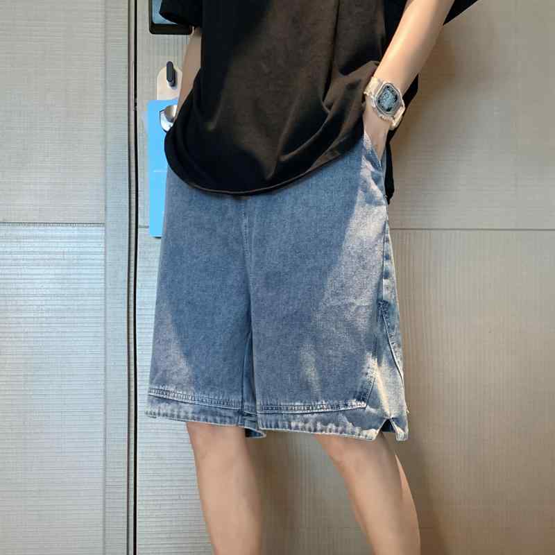 メンズ ハーフパンツ デニム 夏 薄手 ゆったり 大きいサイズ 履きやすい カジュアル シンプル ストレート ポケット トップス 半袖 青 白