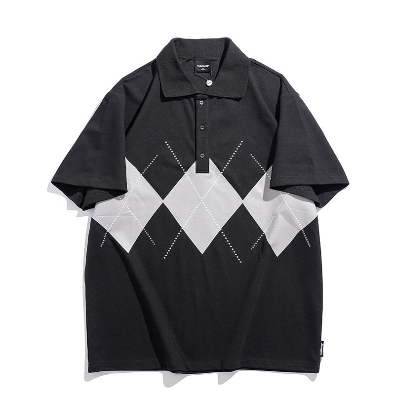 ポロシャツ メンズ おしゃれ 大きいサイズ 半袖 ゆったり カジュアル アーガイル柄 シンプル 体型カバー