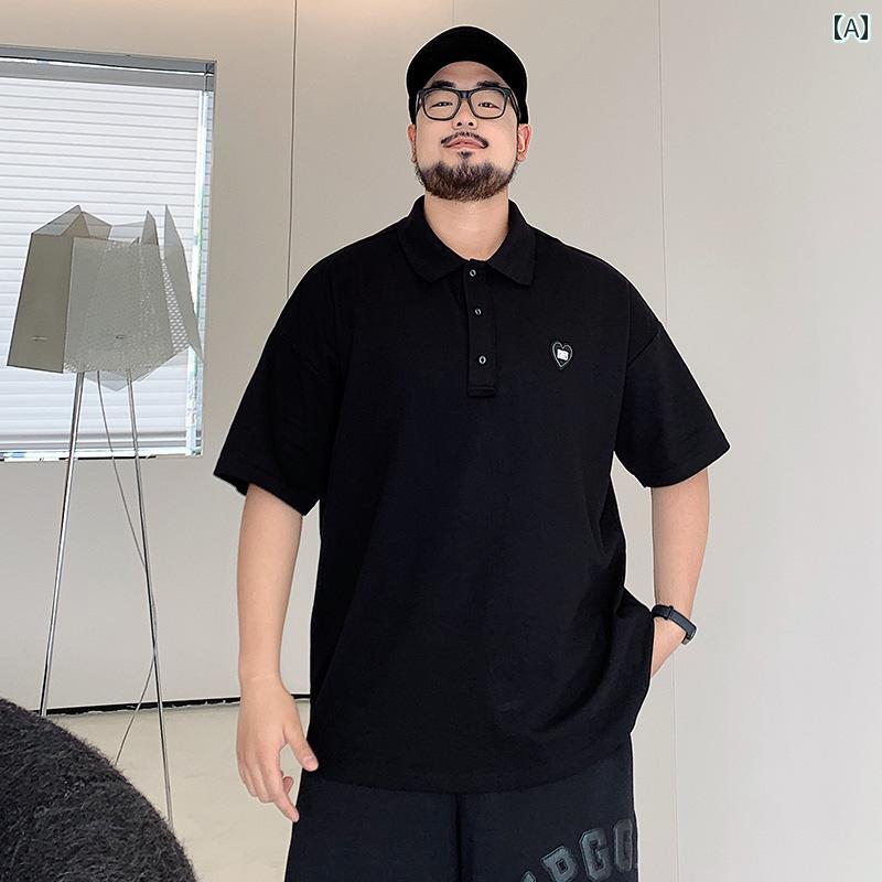 ポロシャツ メンズ おしゃれ 大きいサイズ 夏 半袖 ワイドシルエット ゆったり 体型カバー シンプル カジュアル 無地