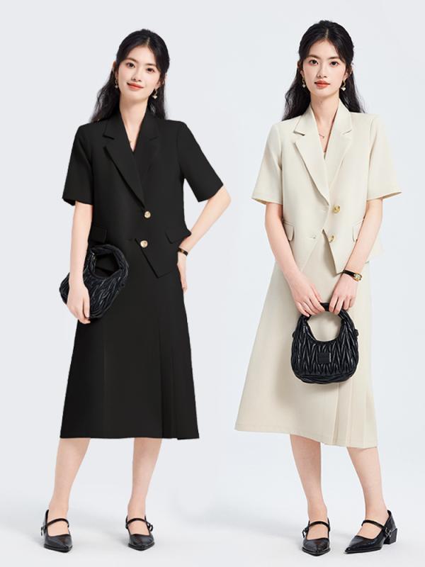 ・主な素材: ポリエステル・カラー展開: ブラック、アプリコット・サイズ展開: XS、S、M、L、XL、2XL、3XL・パンツ丈: ロングパンツ・袖丈: 三分袖・スタイル: エレガント・袖タイプ: レギュラースリーブ