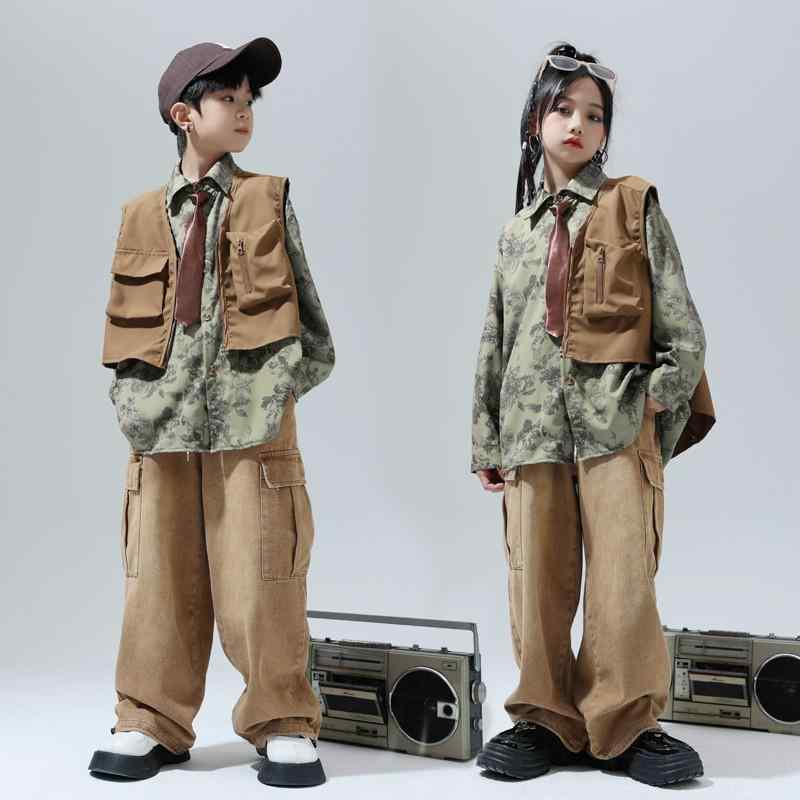 ダンス衣装 セットアップ キッズ 女の子 男の子 ステージ パフォーマンス ヒップホップ ストリート ジ..