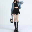 デニム ショートパンツ レディース ダメージ 夏 ヴィンテージ風 ハイウエスト 大きいサイズ 着瘦せ ポケット 青 黒 白 カジュアル