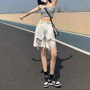 ハーフパンツ レディース デニム ハイウエスト ワイドレッグ ゆったり 履きやすい ポケット ダメージ 青 白 カジュアル シンプル