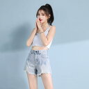 デニム ショートパンツ レディース ダメージ ハイウエスト 夏 ゆったり 着瘦せ 履きやすい グレー 青 黒 カジュアル シンプル おしゃれ