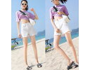 デニム ショートパンツ レディース 夏 薄手 冷感 ハイウエスト 大きいサイズ 履きやすい ゆったり ダメージ カジュアル 白 黒 青