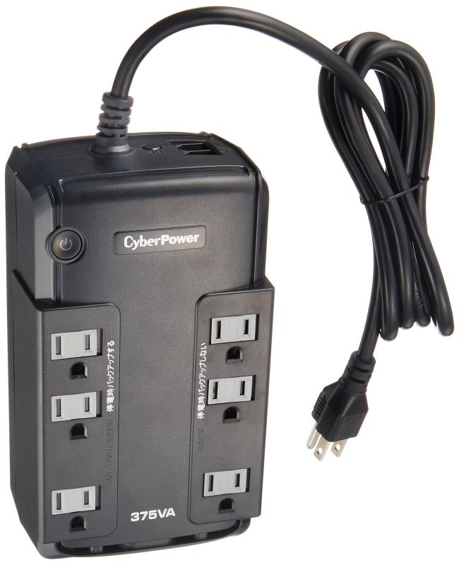 CyberPower 無停電電源装置 (常時商用給電/矩形波出力) 375VA/255W CP375