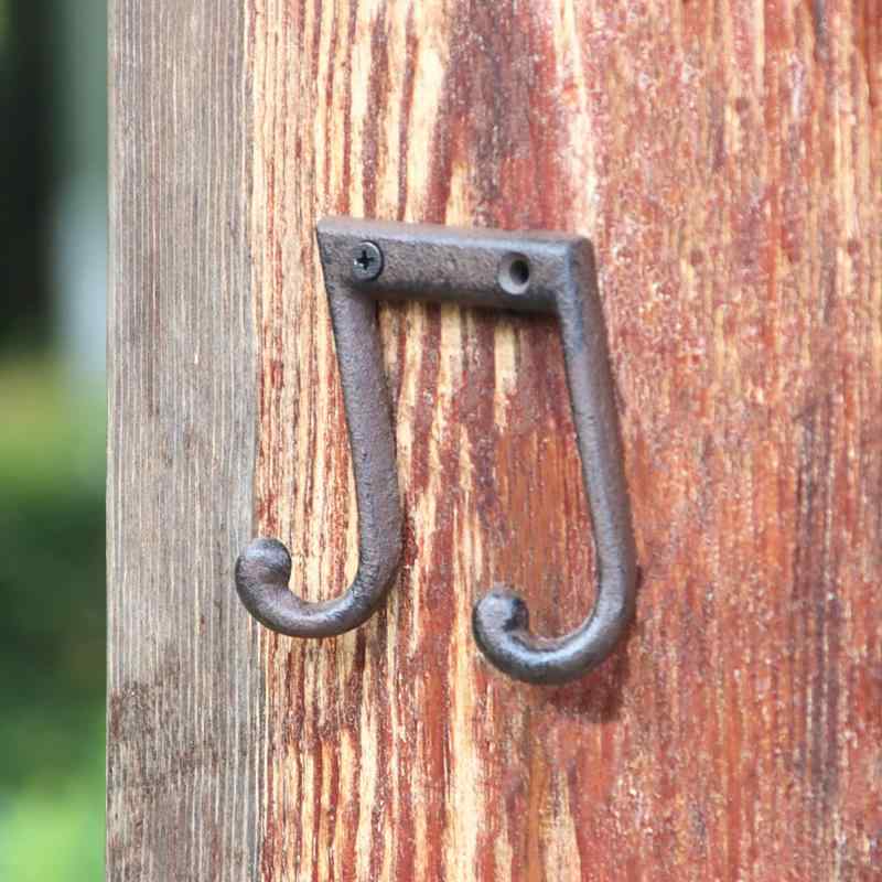 ガーデニング 壁掛け フック おしゃれ 雑貨 鋳鉄 2連 屋外 玄関 塀 収納 コート オーナメント シンプル アンティーク調 音符 錆色