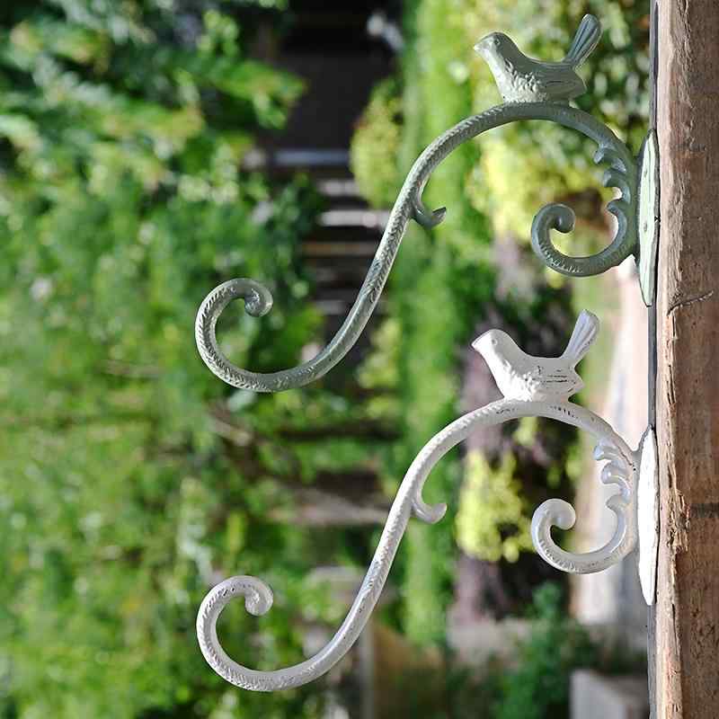 ガーデニング 壁掛け フック おしゃれ 雑貨 鋳鉄 屋外 塀 収納 ハンギング ケージ コート 植木鉢 オーナメント アンティーク調 鳥 緑 白 ブロンズ