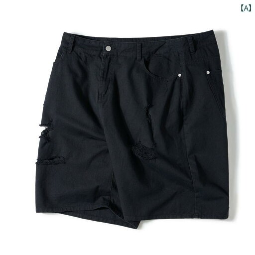 デニムパンツ メンズ おしゃれ 大きいサイズ ブラック 夏 ゆったり 破れ加工 ダメージ ダメージ ダメージ カジュアル ハーフパンツ