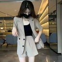 セットアップ レディース ショートパンツ ジャケット ボトムス トップス 春夏 ファッション カジュアル ゆったり 大きいサイズ 半袖 キャミソール ボタン ポケット おしゃれ グレー 黒 ピンク