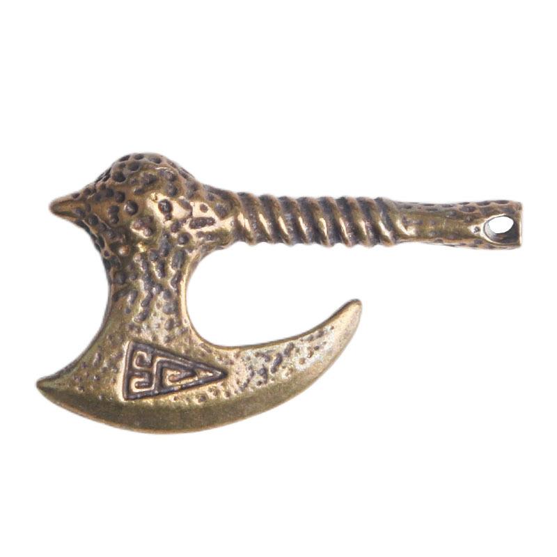 黄銅製 アンティーク風 戦斧 キーホルダー 銅装飾 ペンダント 斧型 小物 おしゃれ 鍵チャーム 地摊風