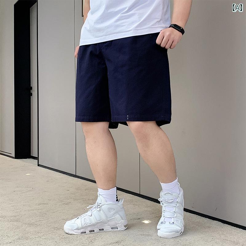 パンツ メンズ おしゃれ 大きいサイズ 夏 ストレート シンプル カジュアル 短パン 無地 ゆったり 体型カバー