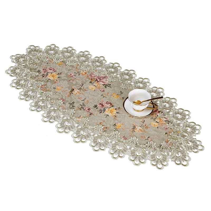 テーブルセンタークロス レース 風 ダイニング チェスト キャビネット インテリア 装飾 多用途 防塵 保護 刺繍 シンプル エレガント おしゃれ 緑 ベージュ 花柄