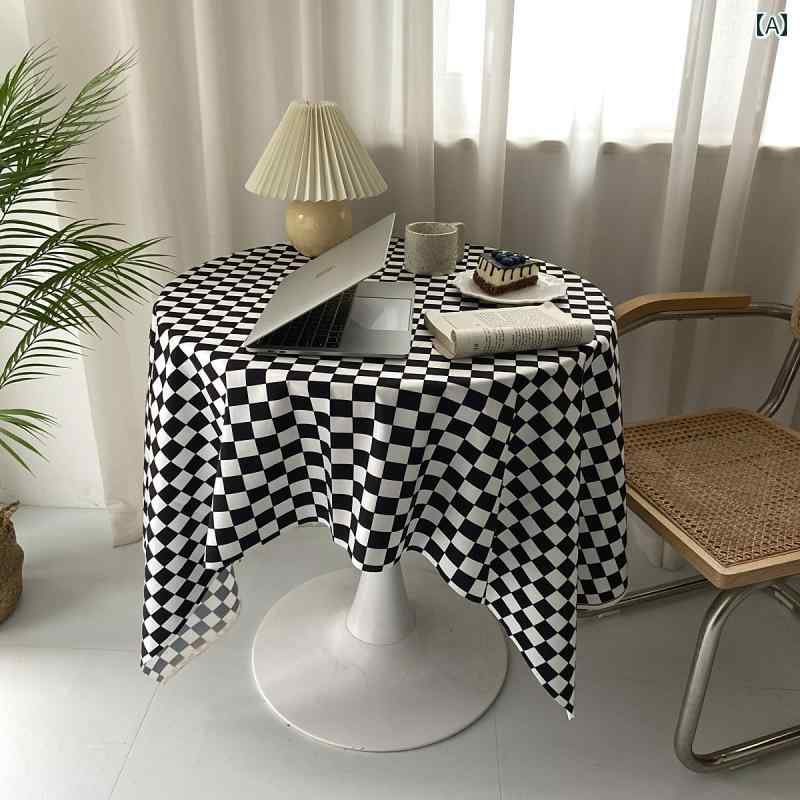 テーブルクロス レトロ 北欧 ピクニック カバー 撮影用 背景布 大きめ ロング スクエア 白 黒 グレー チェック 千鳥格子 おしゃれ