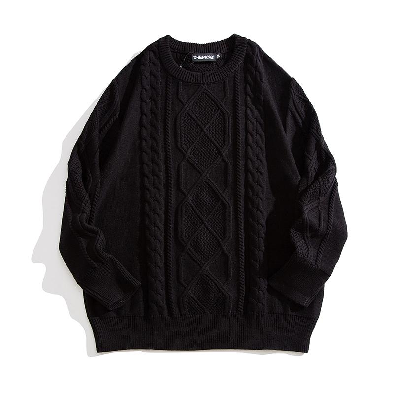 ニット メンズ おしゃれ 大きいサイズ 秋冬 ケーブル編み ジャカード ゆったり 長袖 シンプル