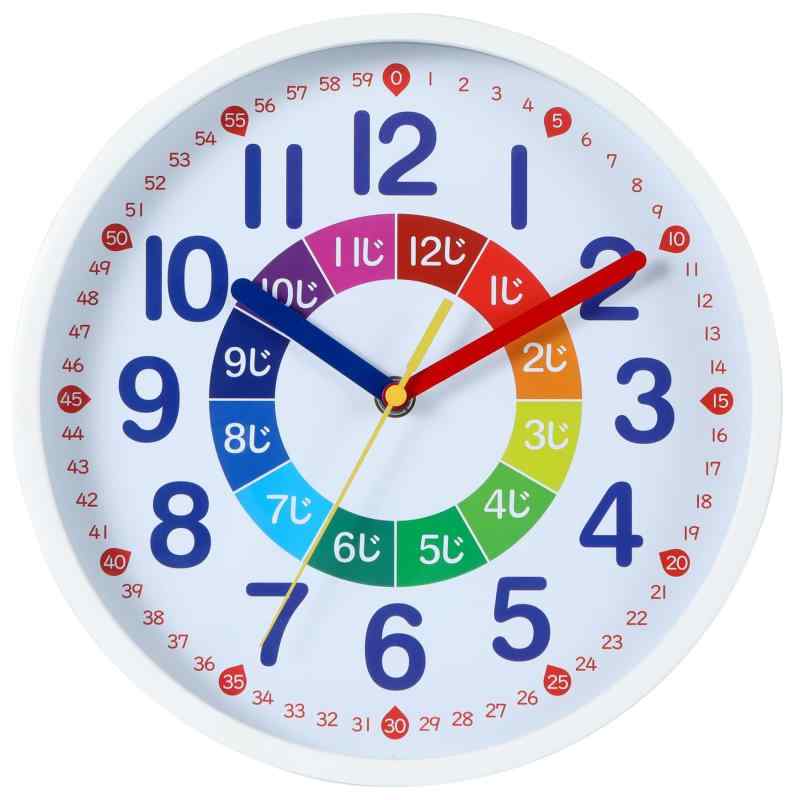 Nbdeal 知育時計 掛け時計 連続秒針 静音 直径25cm