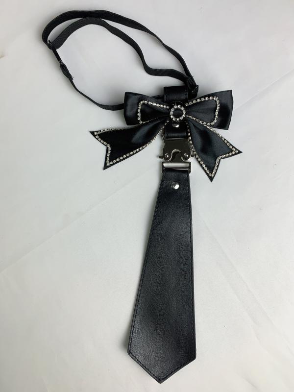 ネクタイ レディース 大人 韓国 カレッジスタイル コスプレ アクセサリー 小物 ストラップ レザー リボン ビーズ 無地 おしゃれ 黒