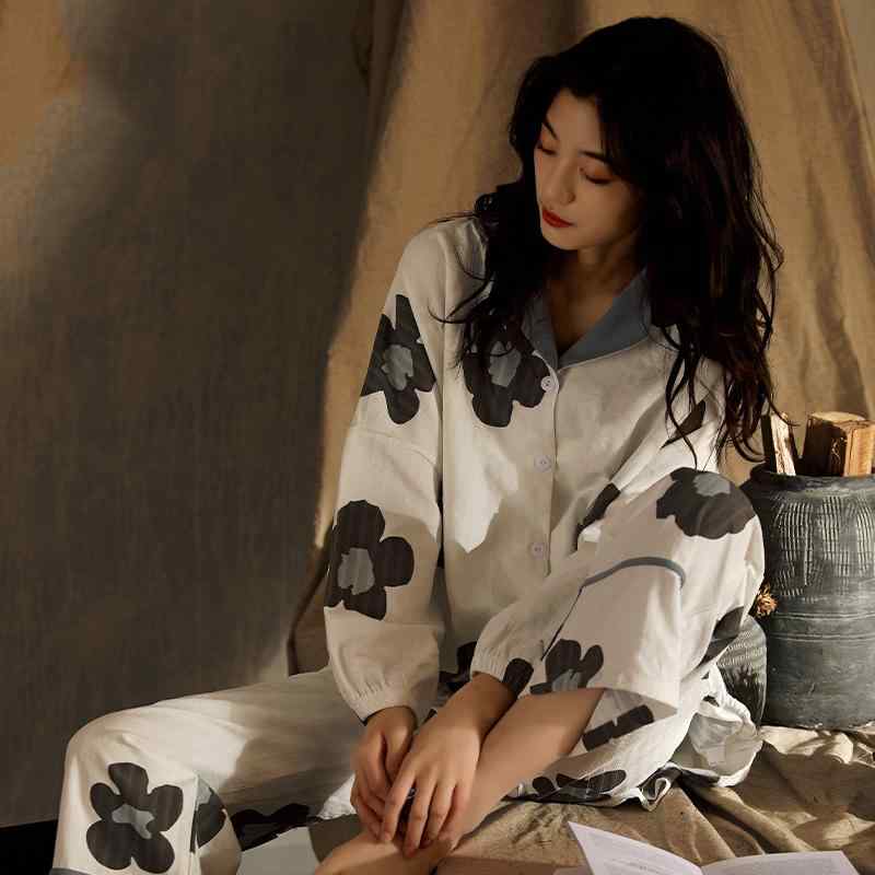 パジャマ 上下セット レディース 長袖 かわいい 春秋 女性 レトロ プリント 花柄 中国風 夏 綿 大きい..