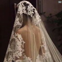 ウェディング ベール 花嫁 ロング丈 豪華 かわいい フェミニン 結婚式 披露宴 セレモニー 前撮り 刺繍 花柄 シースルー シフォン コー..